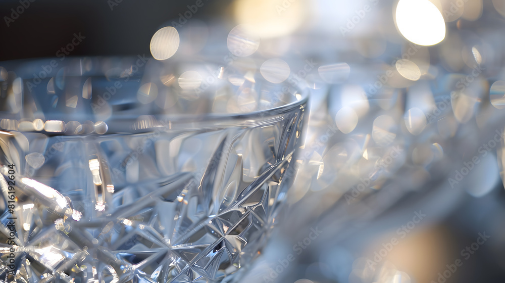 Poster crystal tableware closeup with blurred background : Generative AI