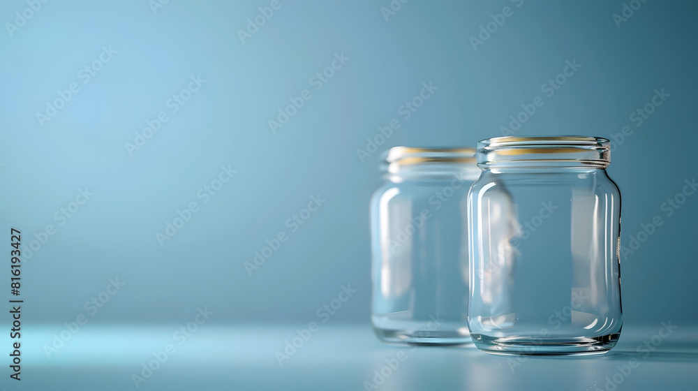Poster close empty glass jar for food and canned food with clipping path : generative ai