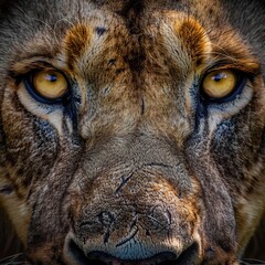 lion eyes close up.