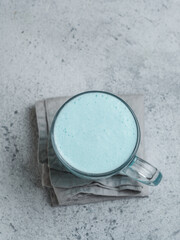 butterfly pea latte or blue spirulina latte