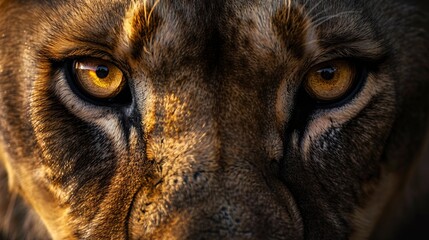 lion eyes close up.