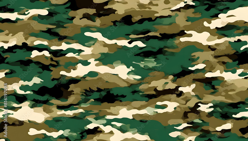 Poster 
Camouflage green background, modern classic army pattern. Military uniform, street print