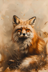 Obraz premium Fox: Digital Painting in Natural Colors