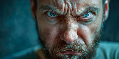 Angry man, close up on face