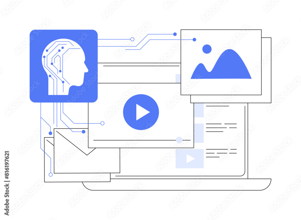 Poster ai-streamlined content creation abstract concept vector illustration.