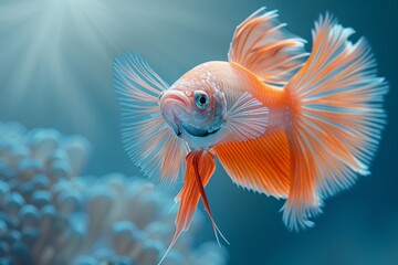 Fototapeta premium Siamese Fighting Fish (Betta splendens) in aggressive postures, capturing dynamic movement. 