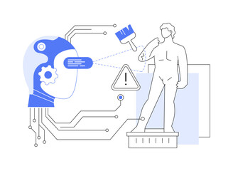 AI-Analyzed Art Restoration abstract concept vector illustration.