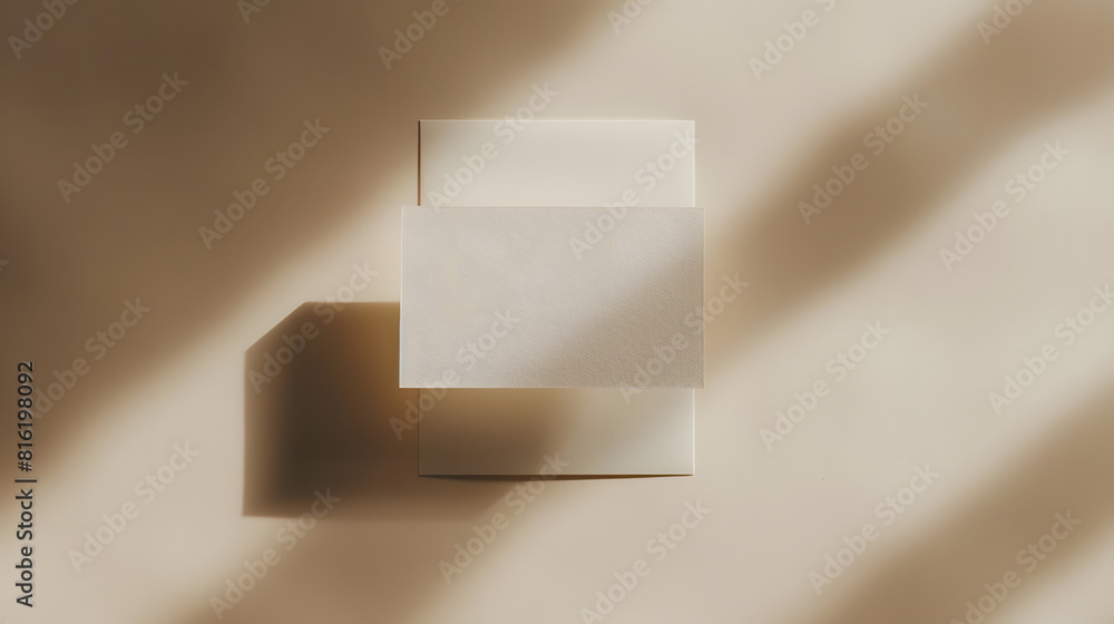 Poster Elegant classic minimalist business branding template blank paper card with mock up copy space on a warm neutral beige background : Generative AI