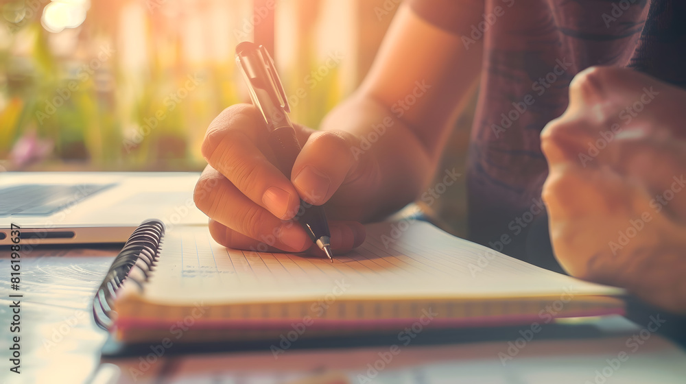 Aufkleber The man hand that is writing the todo list in the notebook working and business concepts : Generative AI