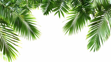 Palm Tree Branch Border And White Background 
