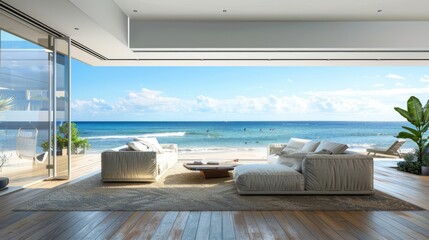 House View. Luxury Beach Living with Modern Interior Design and Sea View