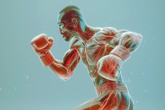 Biomechanical Analysis of a Boxer's Punch Demonstrating Muscle Activation and Force Distribution