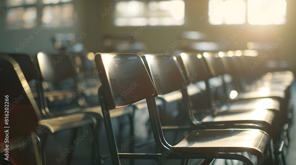 Aufkleber Soft focus and soft light on many student chair in the classroom Lecture room with empty seats Business seminar education Concept of education back to school lecture in the classroom : Generative AI