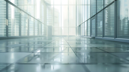 Empty square floor and city glass building landscape : Generative AI