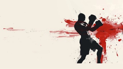 Striking Minimalist Boxing Match Banner with Red Accent