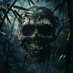 Obraz premium Mystical Skull in Bamboo Forest
