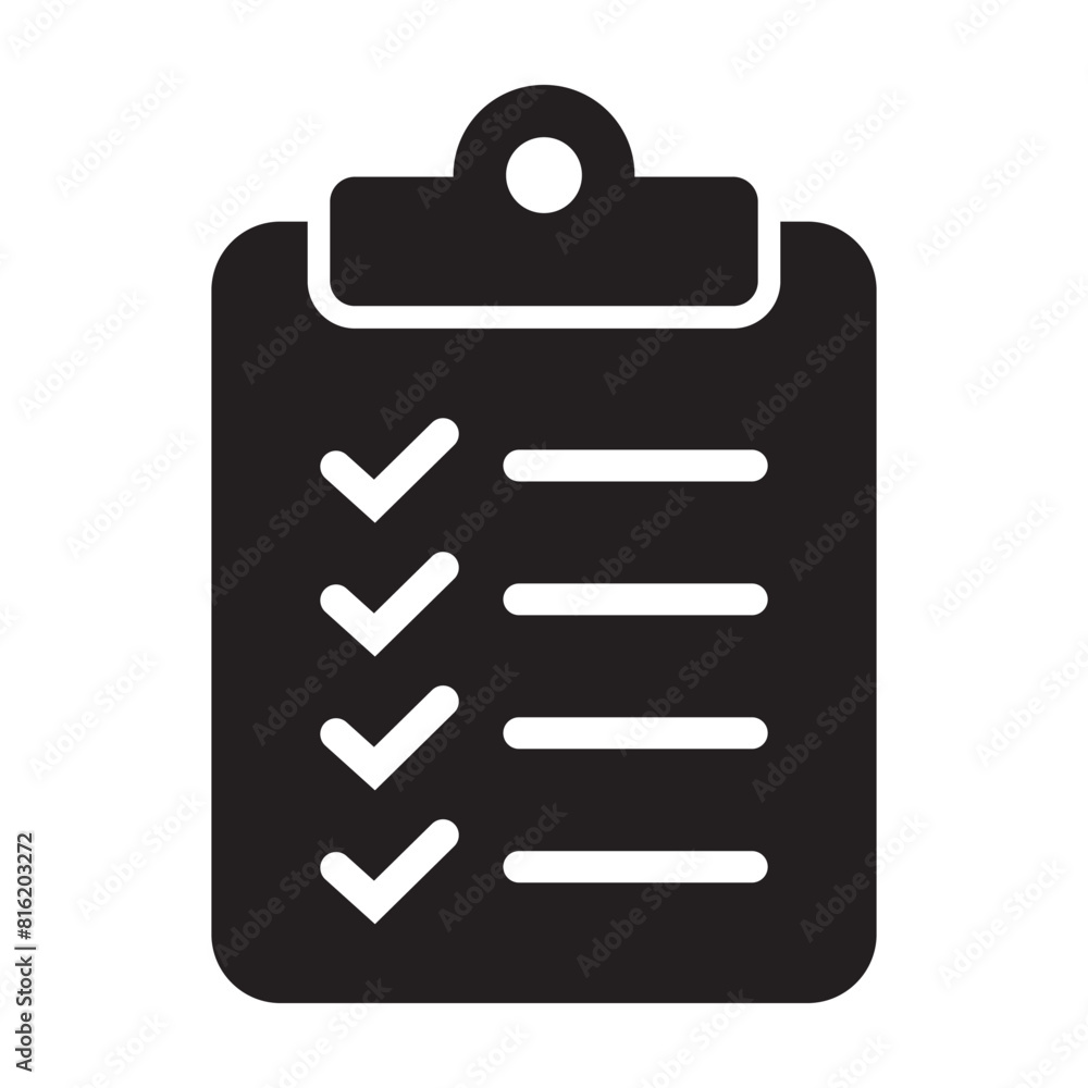 Poster clipboard solid icon flat style isolated on background. checklist sign symbol for web site and app d