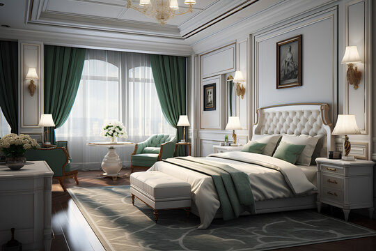 Fototapeta Classic interior of a hotel bedroom