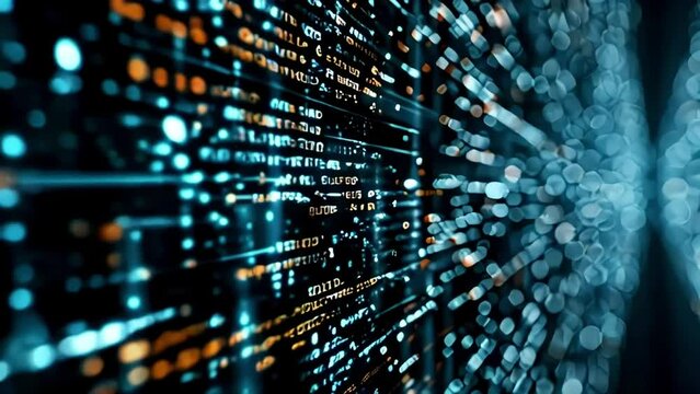 Video of computer screen with a lot of code on it. The code is in different colors and is very complex. Concept of technology and the complexity of computer programming