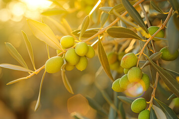 olives on branch, In Spain, olives adorn an olive tree branch, capturing the essence of Mediterranean charm