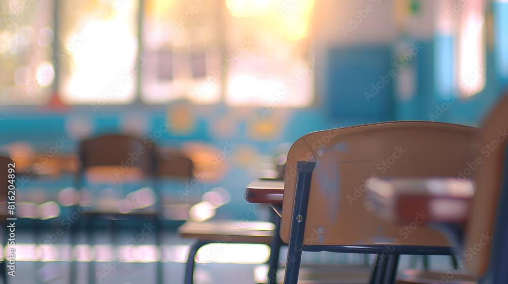 Aufkleber On the blurred background of the empty classroom : Generative AI