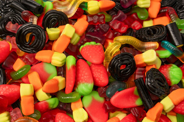 Assorted colorful gummy candies. Jelly  sweets.