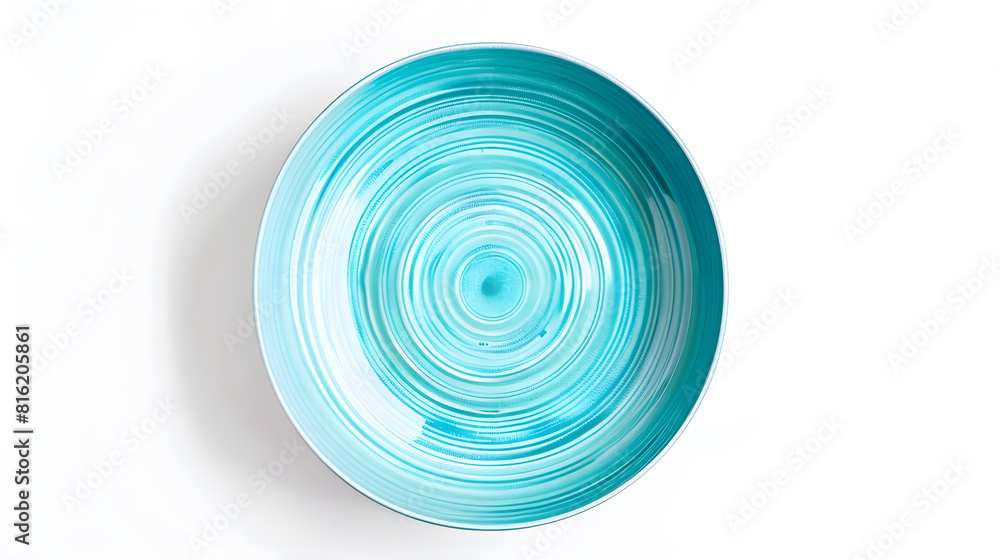 Poster empty trendy handmade ceramic dish tablewares round empty plate pastel blue turquoise aqua texture v
