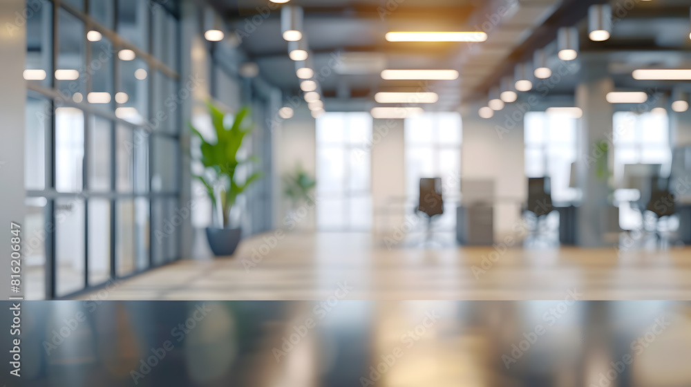 Poster on the blurred background of the empty office room : generative ai