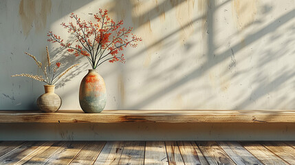 Empty room with wooden floor and potted plant, with windows and bright sunlight.