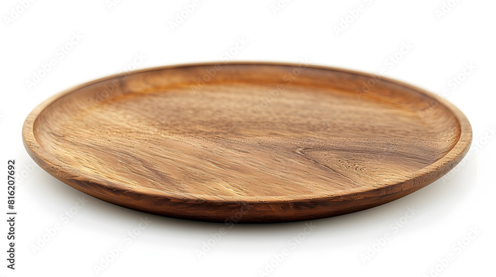 Poster wooden plate isolated on white background with a 45 degree angle setup : generative ai