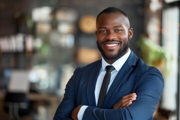 Fototapeta premium Smiling elegant confident young professional Latino hispanic business man , male proud leader, smart Latin businessman lawyer or company manager