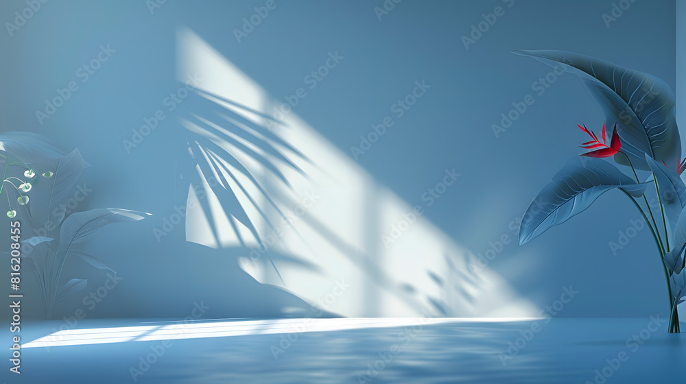 Poster abstract blue color gradient studio background for product presentation empty room with shadows of w