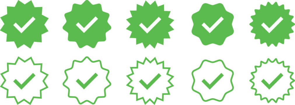 Set of Verified badge symbol collection. Profile verified badge. Guaranteed signs. Vector Illustration.