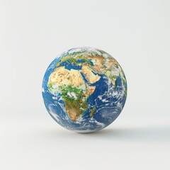 Fototapeta premium Planet Earth displayed in vivid detail against a pristine white backdrop