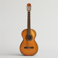 Fototapeta premium Orange acoustic guitar against a white background