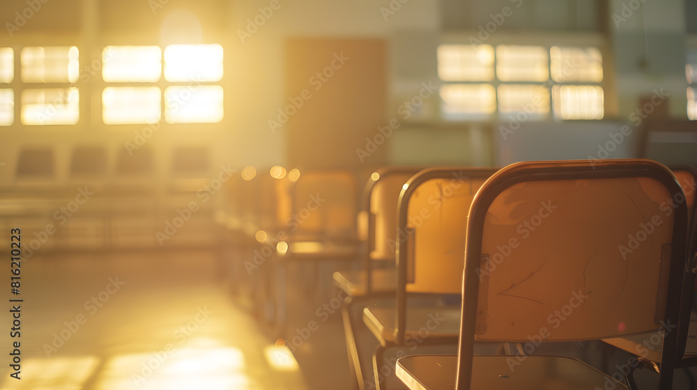 Aufkleber On the blurred background of the empty classroom : Generative AI
