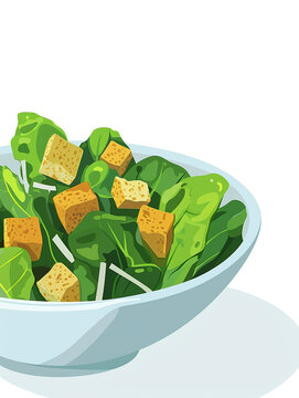 Illustration of Caesar salad.