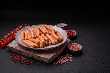 Delicious vegetarian or vegan sausages with salt, spices and herbs