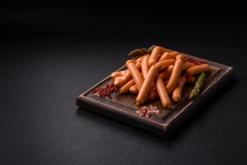 Delicious vegetarian or vegan sausages with salt, spices and herbs