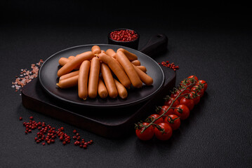 Delicious vegetarian or vegan sausages with salt, spices and herbs