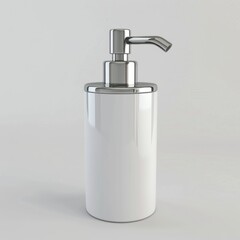 Obraz premium A minimalist white soap dispenser stands out on a pristine white background