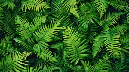 Natural background of young fern leaves on a dark background. A garden or a park.