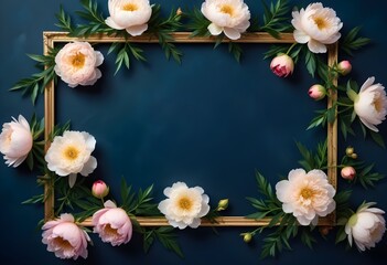 Fototapeta premium Frame made of beautiful flowers of different matellic colours on transparent background a concept summer flowers
