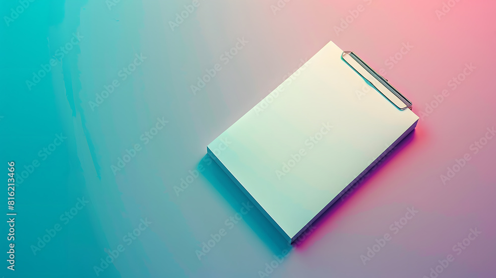 Aufkleber selective focus white blank Notepad under copyspace on colored background : Generative AI