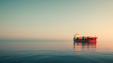 Empty Cargo Ship Near the Mediterranean Coast : Generative AI