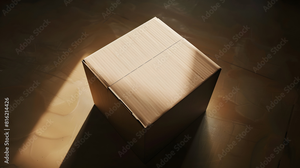 Poster cardboard carton mailer box case top view : generative ai