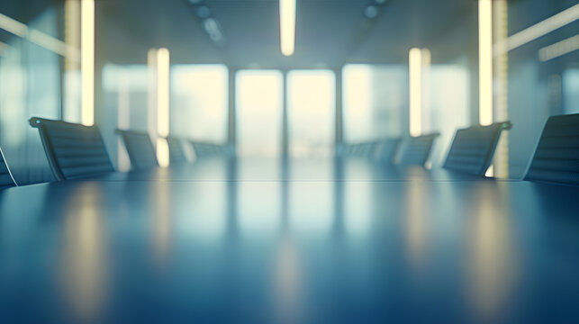 View of meeting table in empty boardroom : Generative AI