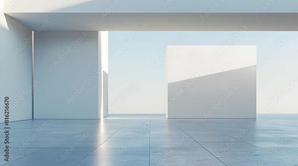 Poster empty square front of modern architectures : generative ai