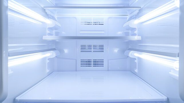 Close up inside an empty of double white freezer fridge refrigerator : Generative AI