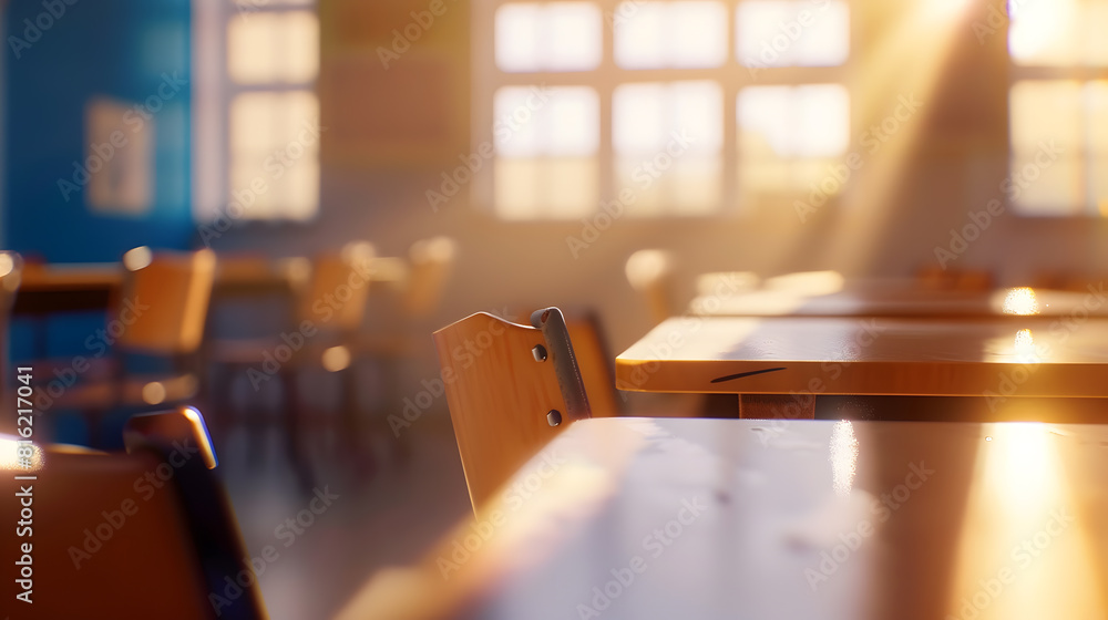 Aufkleber On the blurred background of the empty classroom : Generative AI